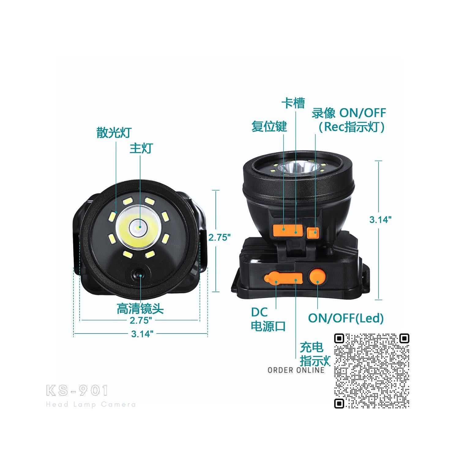 KS-901 LED Head Lamp Search Light Built in Audio Video Camera Recorder KS-901 LED Head Lamp Search Light Built in Audio Video Camera Recorder